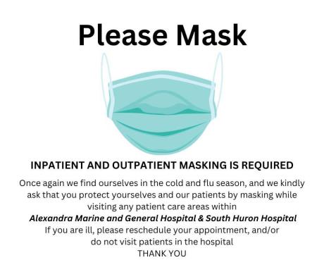 Please mask in the hopsital , and do not visit if